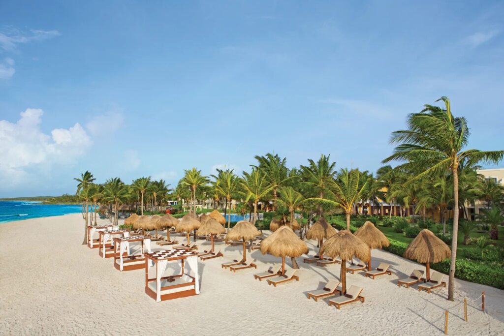 Preferred Club Beach Area at Dreams Tulum Resort & Spa, Mexico with Royal Carriage Vacations