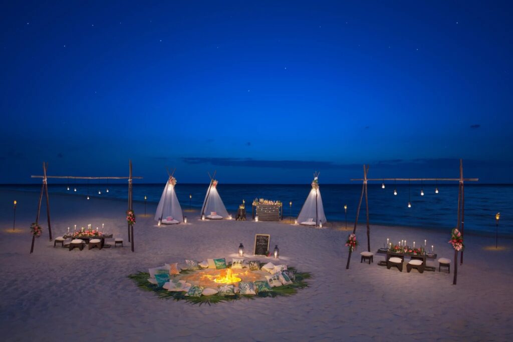Teepee Tents Theme Party at Dreams Riviera Cancun Resort & Spa with Royal Carriage Vacations