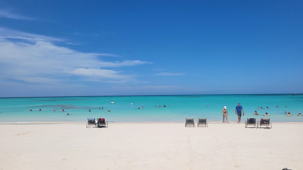 White Buoy shown to the right of the Jet Ski is the boundary for Disney Lookout Cay Snorkeling