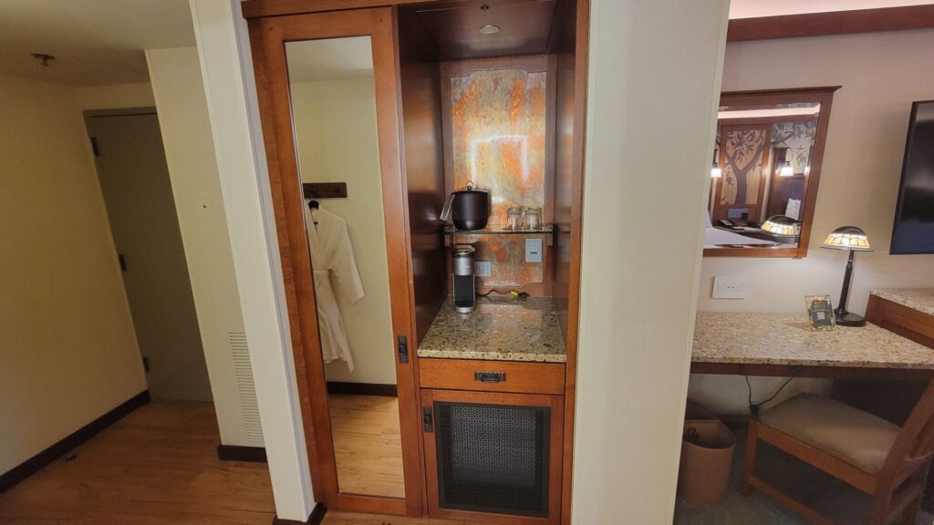 Disney's Grand Californian Hotel & Spa Resort Room Coffee Maker and Fridge