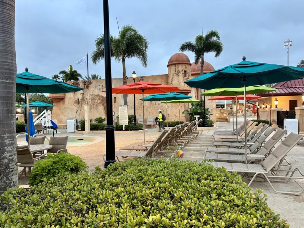 Disney's Caribbean Beach Resort Pool Seating Area at Walt Disney World