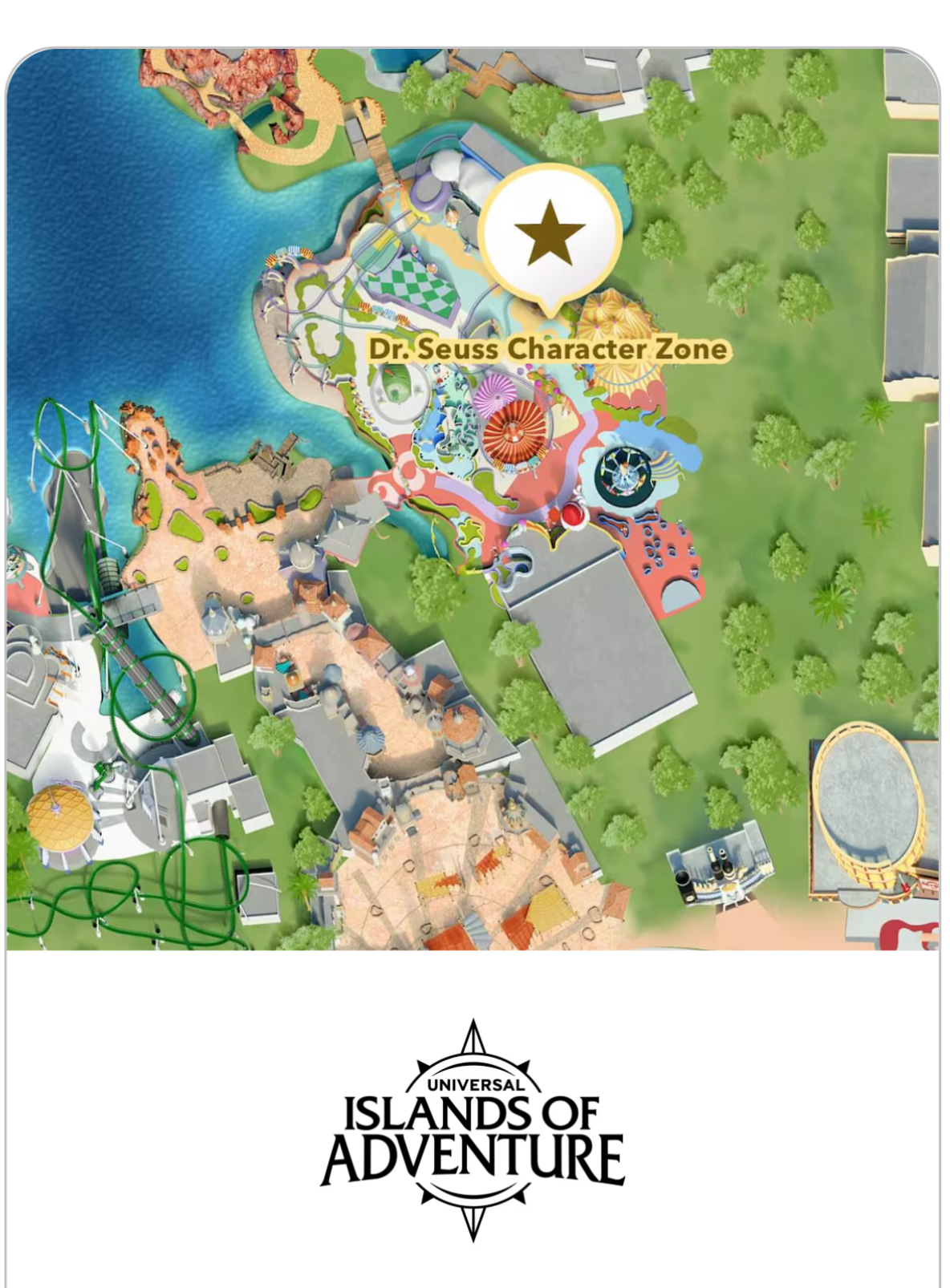 Universal Studios Orlando Island of Adventure Map for Seuss Landing Dr. Seuss Land